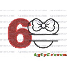 Minnie applique Head applique design Birthday Number 6