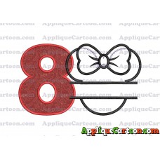 Minnie applique Head applique design Birthday Number 8