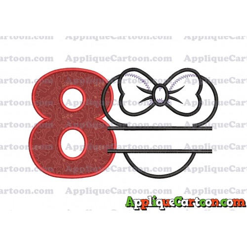 Minnie applique Head applique design Birthday Number 8