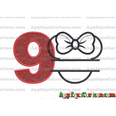 Minnie applique Head applique design Birthday Number 9