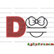 Minnie applique Head applique design With Alphabet D