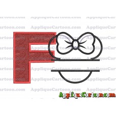Minnie applique Head applique design With Alphabet F
