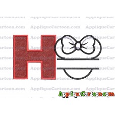 Minnie applique Head applique design With Alphabet H