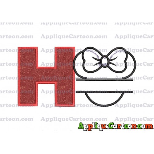 Minnie applique Head applique design With Alphabet H