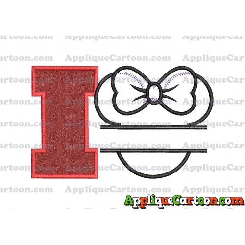Minnie applique Head applique design With Alphabet I