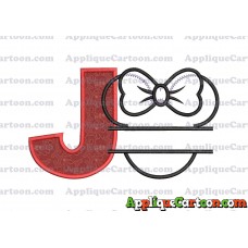 Minnie applique Head applique design With Alphabet J