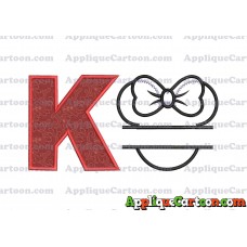 Minnie applique Head applique design With Alphabet K