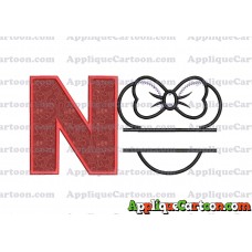 Minnie applique Head applique design With Alphabet N