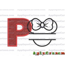 Minnie applique Head applique design With Alphabet P
