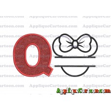Minnie applique Head applique design With Alphabet Q