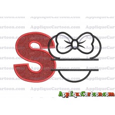 Minnie applique Head applique design With Alphabet S