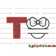Minnie applique Head applique design With Alphabet T