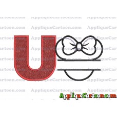 Minnie applique Head applique design With Alphabet U
