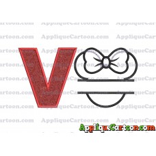 Minnie applique Head applique design With Alphabet V