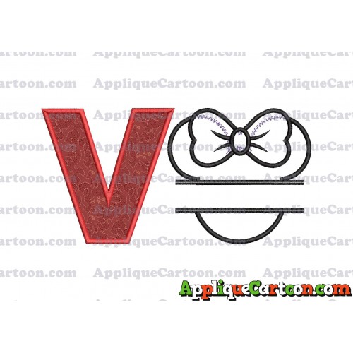 Minnie applique Head applique design With Alphabet V