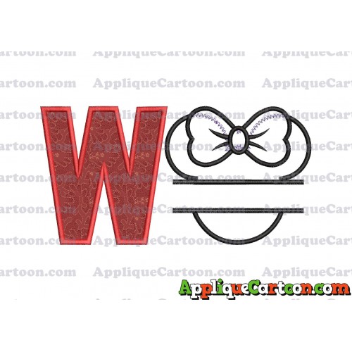 Minnie applique Head applique design With Alphabet W
