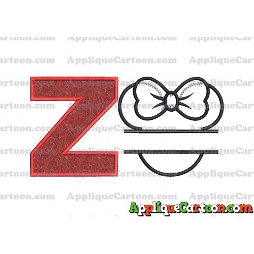 Minnie applique Head applique design With Alphabet Z