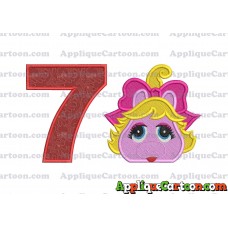 Miss Piggy Muppet Baby Head 01 Applique Embroidery Design 2 Birthday Number 7