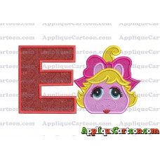 Miss Piggy Muppet Baby Head 01 Applique Embroidery Design 2 With Alphabet E
