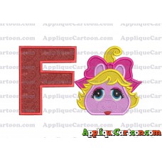 Miss Piggy Muppet Baby Head 01 Applique Embroidery Design 2 With Alphabet F