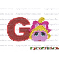 Miss Piggy Muppet Baby Head 01 Applique Embroidery Design 2 With Alphabet G