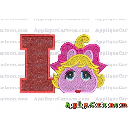 Miss Piggy Muppet Baby Head 01 Applique Embroidery Design 2 With Alphabet I