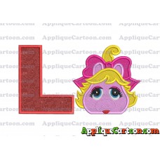 Miss Piggy Muppet Baby Head 01 Applique Embroidery Design 2 With Alphabet L