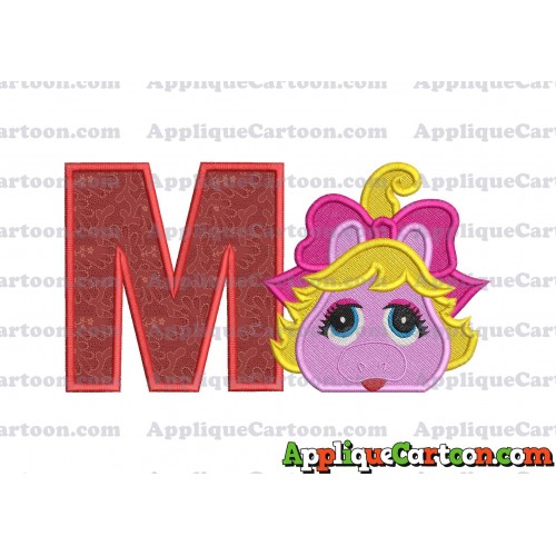 Miss Piggy Muppet Baby Head 01 Applique Embroidery Design 2 With Alphabet M