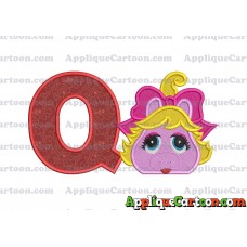 Miss Piggy Muppet Baby Head 01 Applique Embroidery Design 2 With Alphabet Q