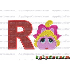 Miss Piggy Muppet Baby Head 01 Applique Embroidery Design 2 With Alphabet R