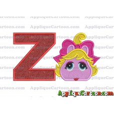 Miss Piggy Muppet Baby Head 01 Applique Embroidery Design 2 With Alphabet Z
