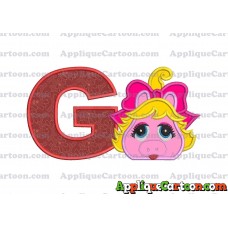 Miss Piggy Muppet Baby Head 01 Applique Embroidery Design With Alphabet G