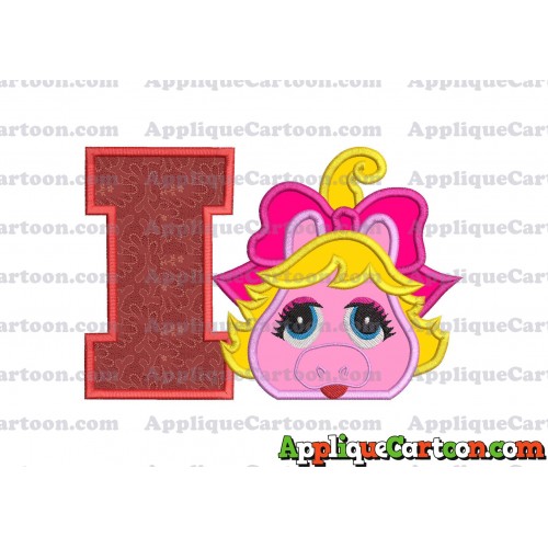 Miss Piggy Muppet Baby Head 01 Applique Embroidery Design With Alphabet I