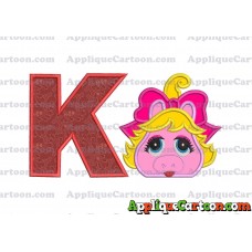 Miss Piggy Muppet Baby Head 01 Applique Embroidery Design With Alphabet K