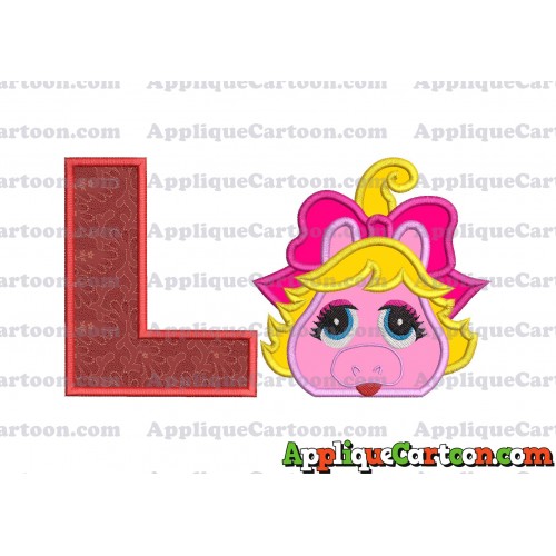 Miss Piggy Muppet Baby Head 01 Applique Embroidery Design With Alphabet L