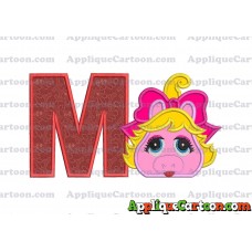 Miss Piggy Muppet Baby Head 01 Applique Embroidery Design With Alphabet M