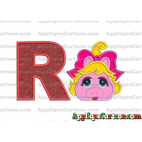 Miss Piggy Muppet Baby Head 01 Applique Embroidery Design With Alphabet R