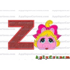 Miss Piggy Muppet Baby Head 01 Applique Embroidery Design With Alphabet Z