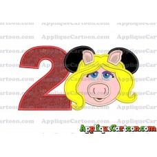 Miss Piggy Sesame Street Ears Applique Embroidery Design Birthday Number 2
