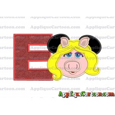 Miss Piggy Sesame Street Ears Applique Embroidery Design With Alphabet E