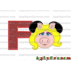 Miss Piggy Sesame Street Ears Applique Embroidery Design With Alphabet F