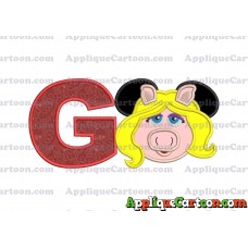 Miss Piggy Sesame Street Ears Applique Embroidery Design With Alphabet G