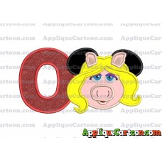 Miss Piggy Sesame Street Ears Applique Embroidery Design With Alphabet O