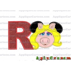 Miss Piggy Sesame Street Ears Applique Embroidery Design With Alphabet R