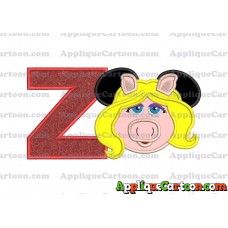 Miss Piggy Sesame Street Ears Applique Embroidery Design With Alphabet Z