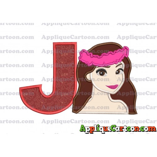 Moana Applique 01 Embroidery Design With Alphabet J