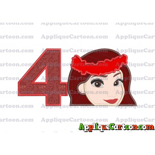 Moana Applique 02 Embroidery Design Birthday Number 4