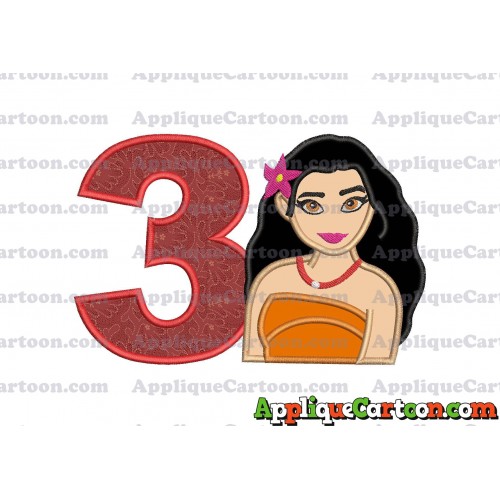 Moana Applique 03 Embroidery Design Birthday Number 3