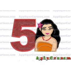 Moana Applique 03 Embroidery Design Birthday Number 5