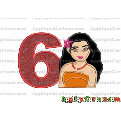 Moana Applique 03 Embroidery Design Birthday Number 6